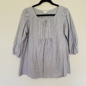 HusHusH 3/4 sleeve blue stripe smocked top 3